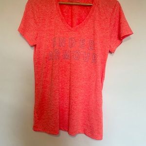 Under Armour women’s medium athletic t-shirt bright pink.